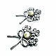 Flower Bunch Bow Type Silver Color Brooch BRS0020