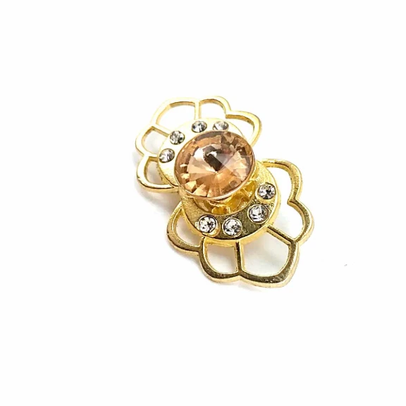 Taşlı Şık Altın Renk Metal Broş BRS0023