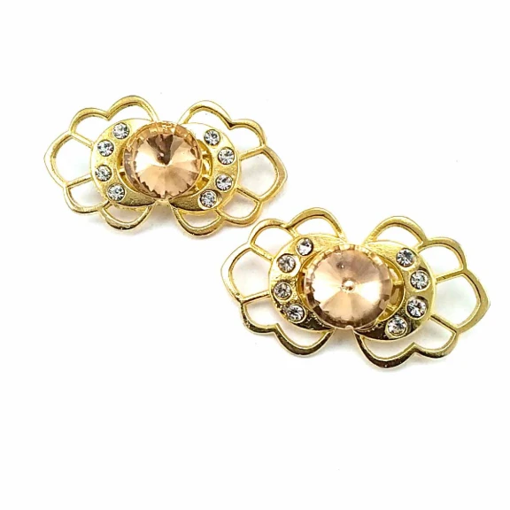 Taşlı Şık Altın Renk Metal Broş BRS0023