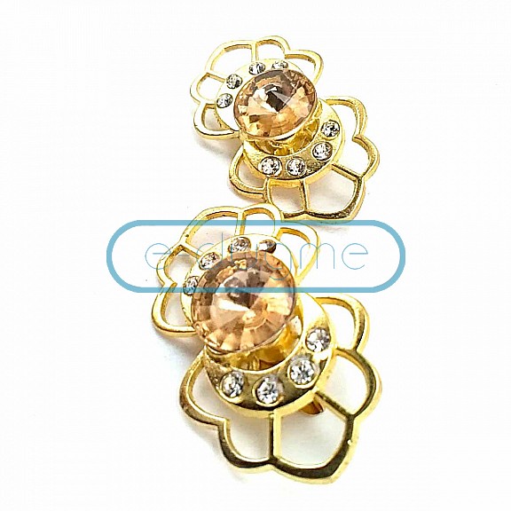 Stylish Gold Color Metal Brooch with Stone BRS0023