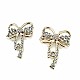 Bow Type Stone and Gold Color Brooch BRS0026