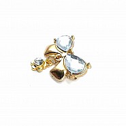 Double Stone Stylish Gold Color Metal Brooch BRS0027