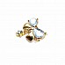 Double Stone Stylish Gold Color Metal Brooch BRS0027