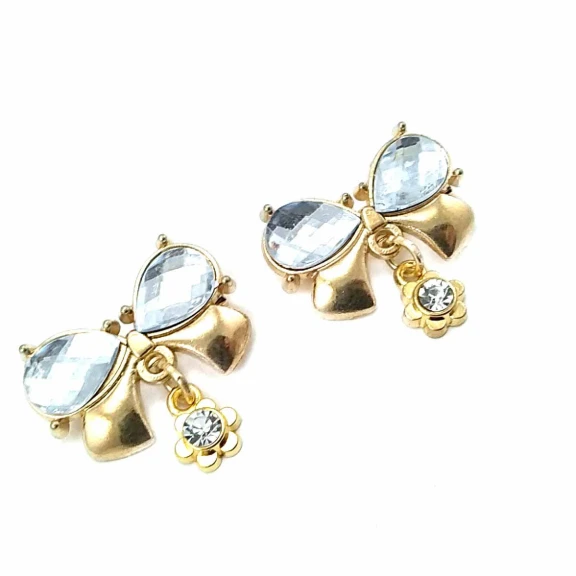 Çift Taşlı Şık Altın Renk Metal Broş BRS0027