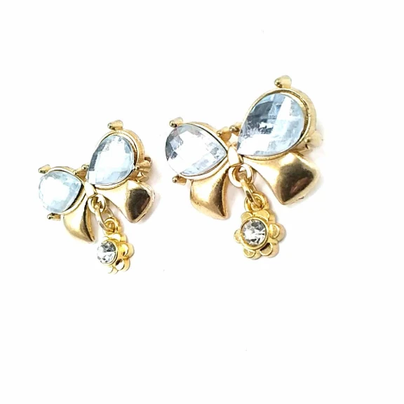 Çift Taşlı Şık Altın Renk Metal Broş BRS0027