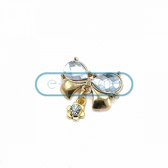 Double Stone Stylish Gold Color Metal Brooch BRS0027
