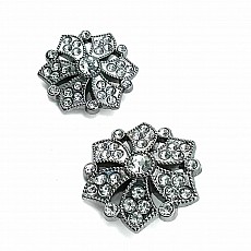 Motif Patterned and Stone Silver Metal Brooch BRS0028