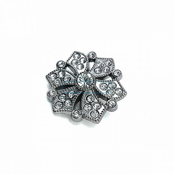 Motif Patterned and Stone Silver Metal Brooch BRS0028