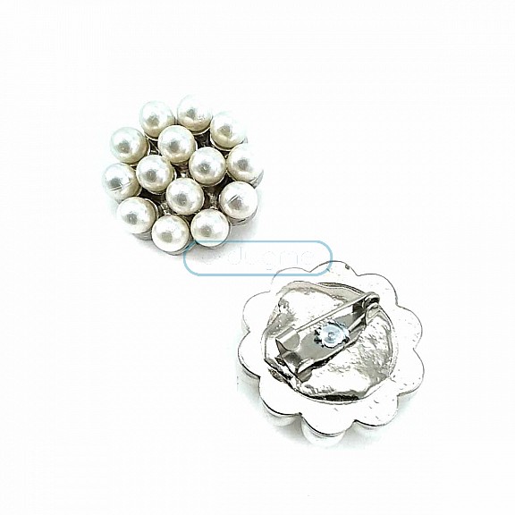 Pearl Silver Color Metal Brooch BRS0029