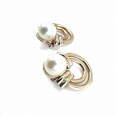 Pearly Elegan Gold Color Metal Brooch BRS0030