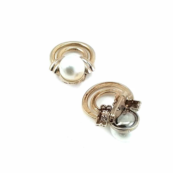 İncili Elegan Altın Renk Metal Broş BRS0030