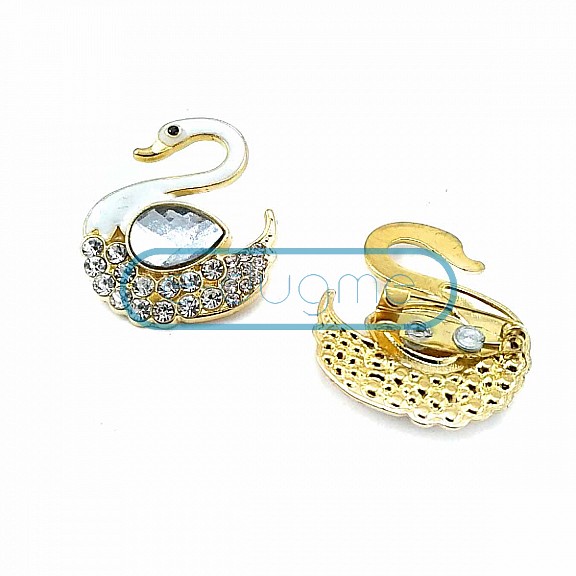 Stone Swan Gold Color Stylish Metal Brooch BRS0031