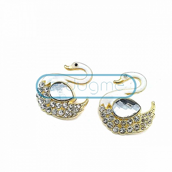 Stone Swan Gold Color Stylish Metal Brooch BRS0031
