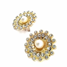 Taşlı ve İncili Estetik Altın Renk Metal Broş BRS0032