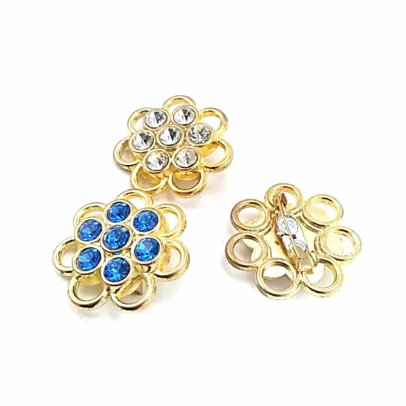 Taşlı Renkli Taşlı Altın Renk Metal Broş BRS0036