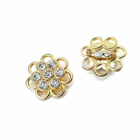 Taşlı Renkli Taşlı Altın Renk Metal Broş BRS0036