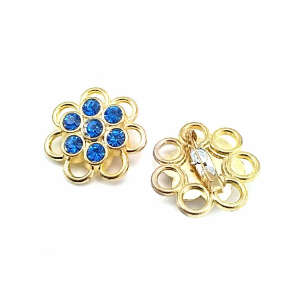 Taşlı Renkli Taşlı Altın Renk Metal Broş BRS0036