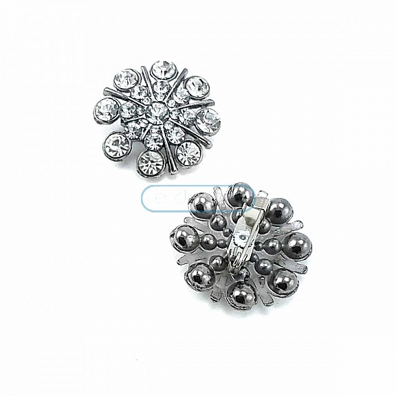 Patterned and Stone Silver Metal Brooch BRS0037