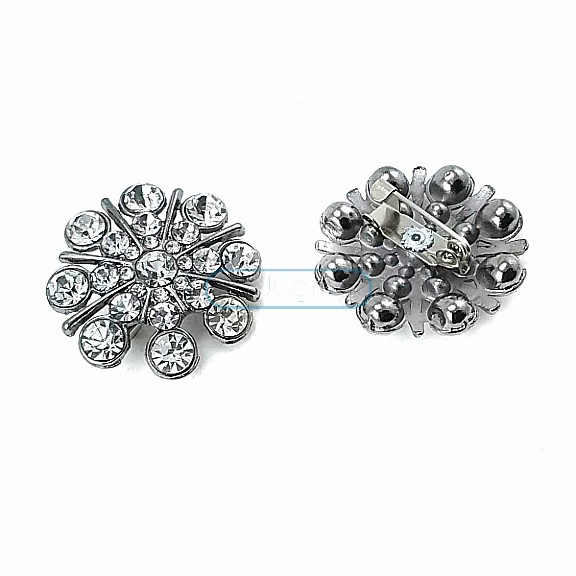 Patterned and Stone Silver Metal Brooch BRS0037