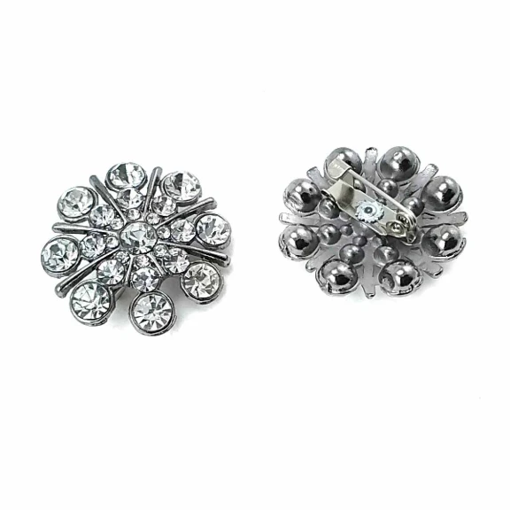 Desenli ve Taşlı Gümüş Metal Broş BRS0037