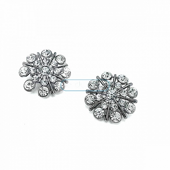 Patterned and Stone Silver Metal Brooch BRS0037