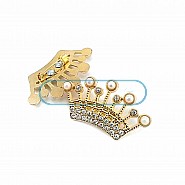 Crown Shape Stone Gold Color Brooch BRS0039