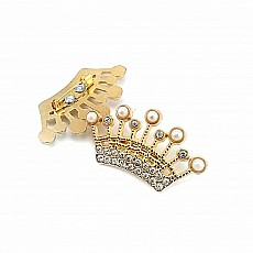 Crown Shape Stone Gold Color Brooch BRS0039