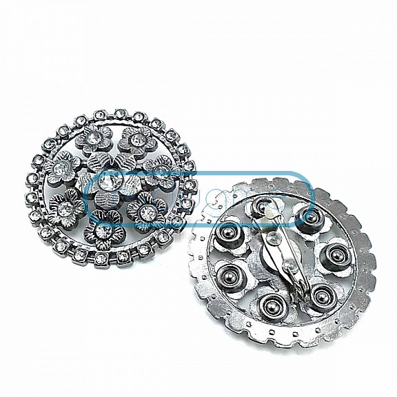 Aesthetic and Stone Silver Color Metal Brooch BRS0040