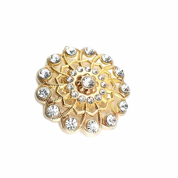 Taşlı Estetik Altın Renk Metal Broş BRS0043