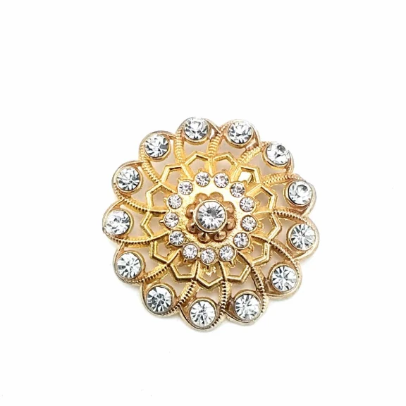 Taşlı Estetik Altın Renk Metal Broş BRS0043