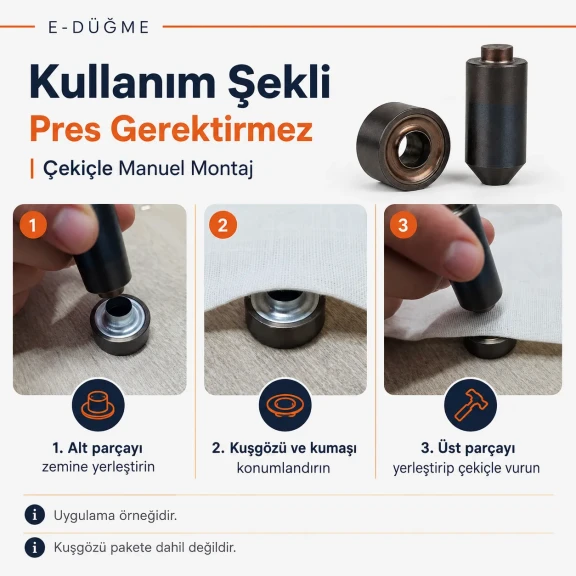 28 No Alüminyum Kuşgözü Elde Vurma Kalıbı 12,5 mm Delme ve Çakma Aparatı