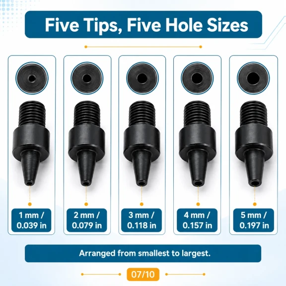 Hole Punch Set with Interchangeable Tips 1-5 mm for Leather and Fabric Accessories