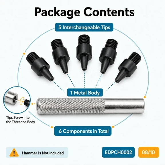 Hole Punch Set with Interchangeable Tips 1-5 mm for Leather and Fabric Accessories