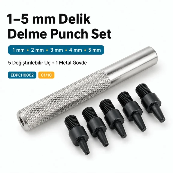 Hole Punch Set with Interchangeable Tips 1-5 mm for Leather and Fabric Accessories