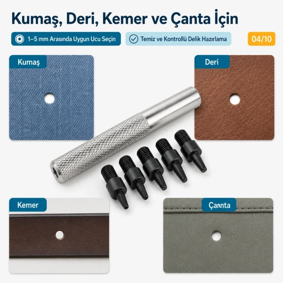 Hole Punch Set with Interchangeable Tips 1-5 mm for Leather and Fabric Accessories