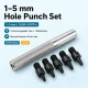 Hole Punch Set with Interchangeable Tips 1-5 mm for Leather and Fabric Accessories