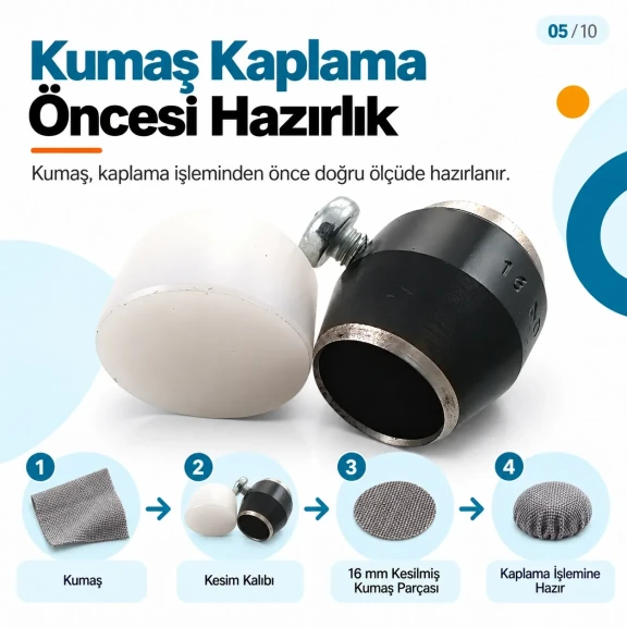 16 Boy 16 mm kumaş kaplama düğme için kumaş kesim kalıbı