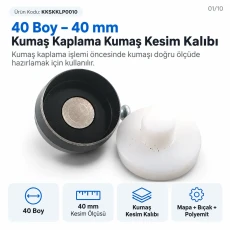 40 Boy 40 mm Kumaş Kaplama Düğme İçin Kumaş Kesim Kalıbı KKSKKLP0010
