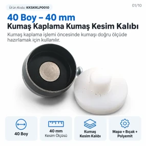 40 Boy 40 mm Kumaş Kaplama Düğme İçin Kumaş Kesim Kalıbı KKSKKLP0010