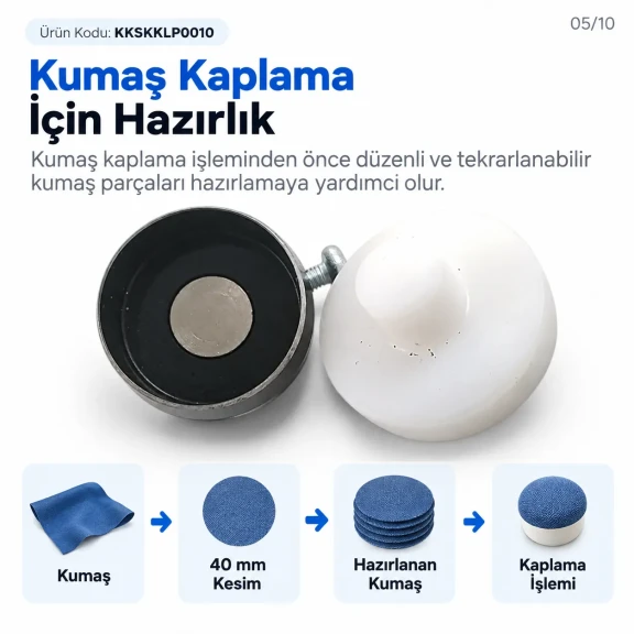 40 Boy 40 mm kumaş kaplama düğme için kumaş kesim kalıbı