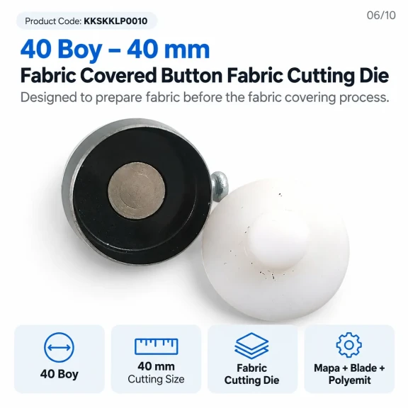 40 Boy 40 mm kumaş kaplama düğme için kumaş kesim kalıbı
