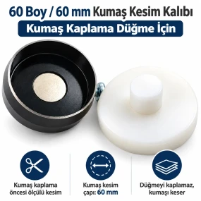 60 Boy 60 mm Kumaş Kaplama Düğme İçin Kumaş Kesim Kalıbı KKSKKLP0013