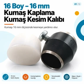 16 Boy 16 mm Kumaş Kaplama Düğme İçin Kumaş Kesim Kalıbı KKSKKLP006