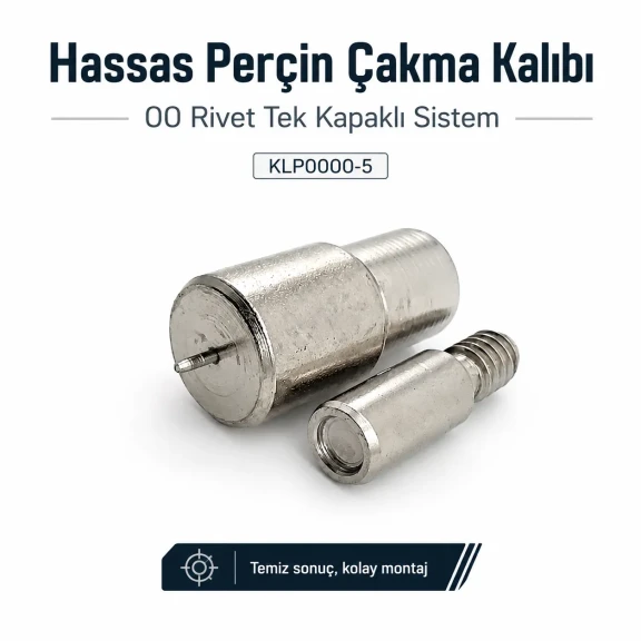 00 Tek Kapaklı 5 mm Perçin Montaj Aparatı - 5 mm Perçin Çakma Kalıbı KLP0000-5, güçlendirilmiş çelik malzemeden üretilmiş, 6