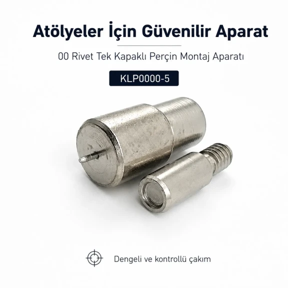 00 Tek Kapaklı 5 mm Perçin Montaj Aparatı - 5 mm Perçin Çakma Kalıbı KLP0000-5, güçlendirilmiş çelik malzemeden üretilmiş, 6
