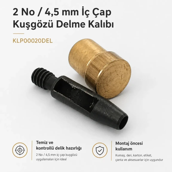 Eyelet Drilling Die 4.5 mm / 0.18 in KLP00020DEL for precise installation of small grommets on various materials
