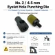 2 No 4,5 mm Plise Sineklik Kuşgözü Delik Açma Kalıbı, Hassas Delik Hazırlama Aparatı, Kumaş, Deri ve Aksesuar Uygulamaları