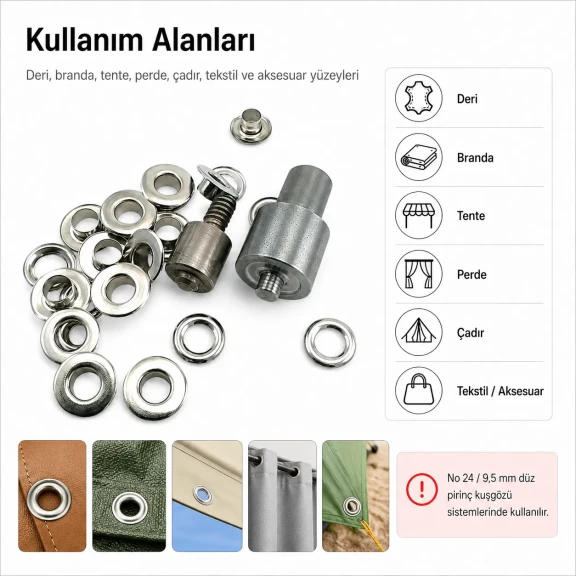 Düz Kuşgözü No 24 Çakma Aparatı - 9,5 mm Pirinç Kuşgözü Montaj Kalıbı