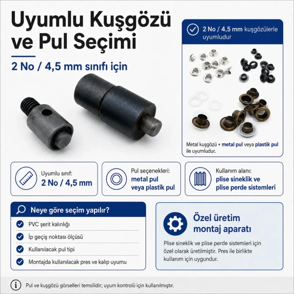 2 No Plise Sineklik Kuşgözü Montaj Kalıbı 4,5 mm Çelik KLP0002Sin - Çanta, Ayakkabı ve Aksesuar Uygulamaları İçin