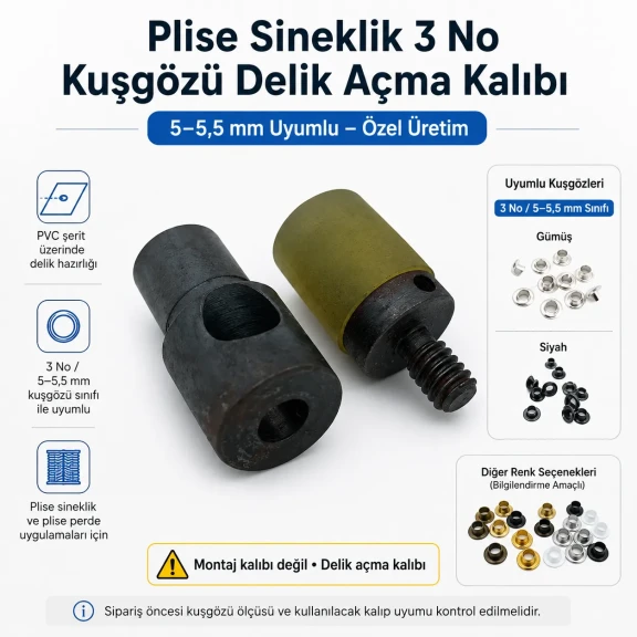 Custom 5 mm hole-punch die for pleated screen eyelets, suitable for fabric, leather, and wood preparation